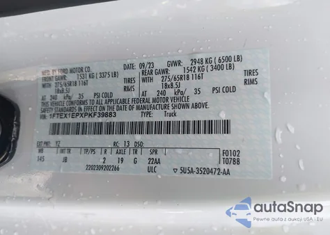 2023 Ford F-150 Xl z USA, uszkodzony, nr VIN 1FTEX1EPXPKF39883